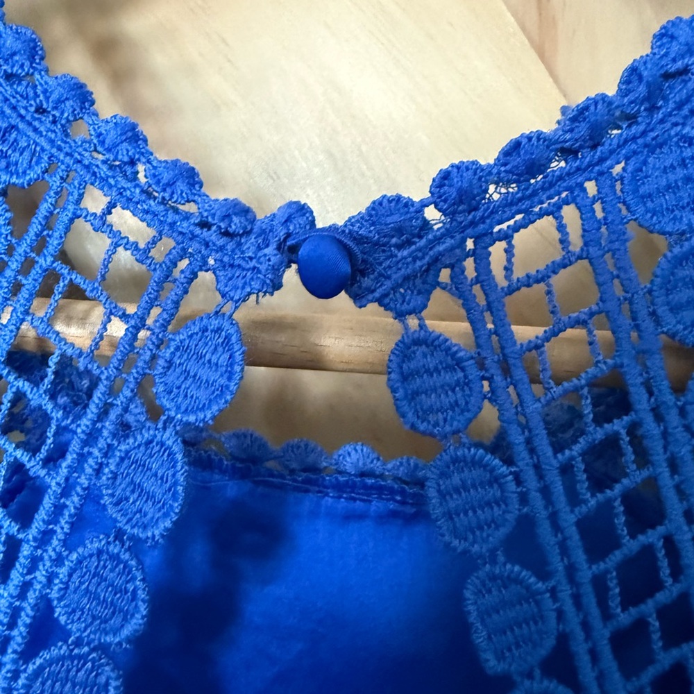 Laundry By Shelli Segal Cobalt Blue Lace Midi Dress - Picture 6 of 10